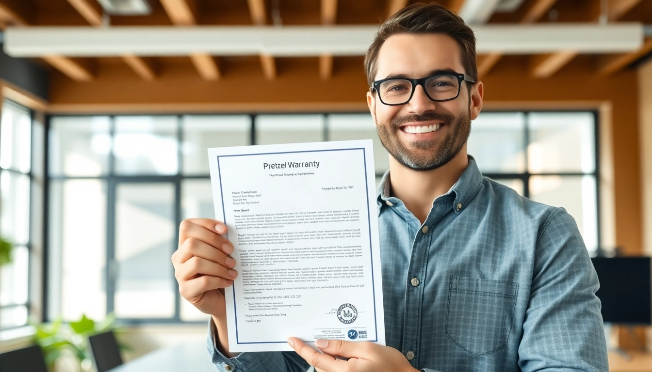 Showcasing pretzel warranty reviews and trust, a happy customer holds a warranty document.