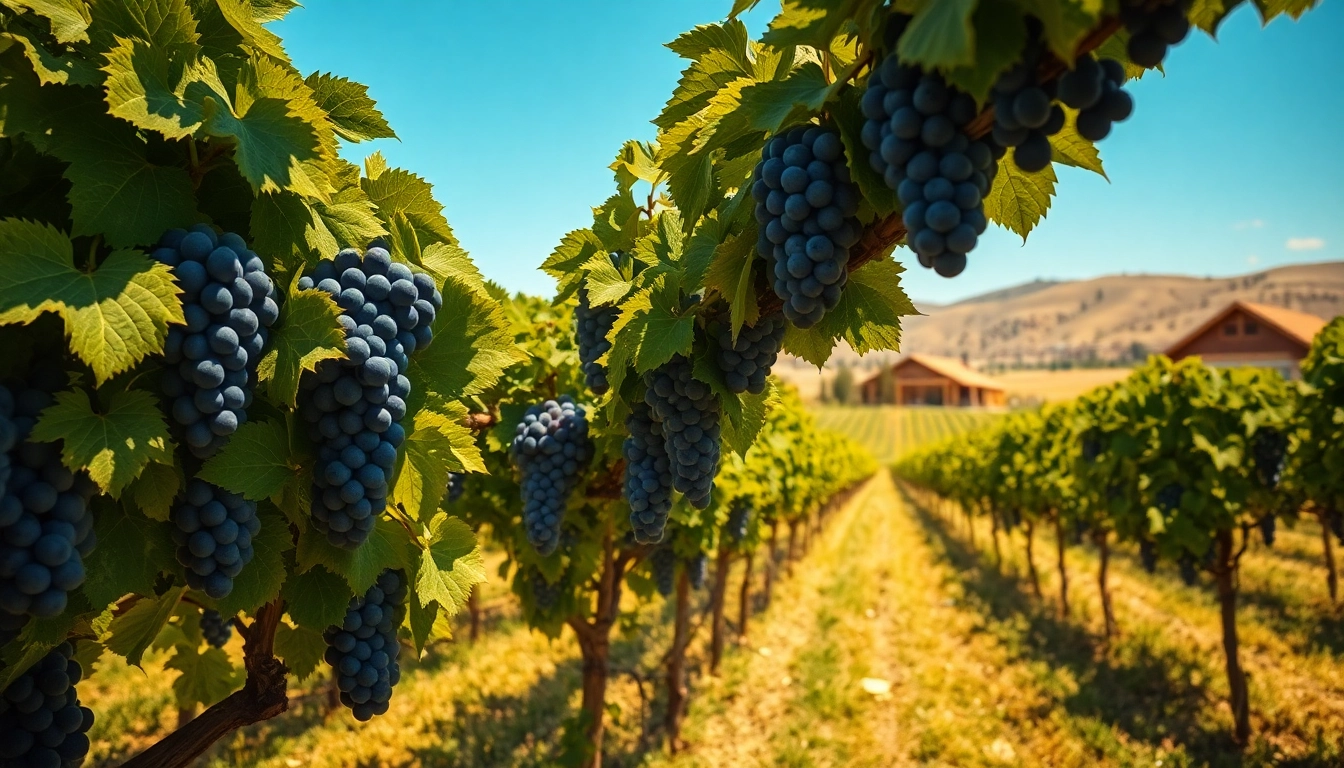 Enjoy the beautiful wineries in Clarksburg with thriving grapevines under warm sunlight.