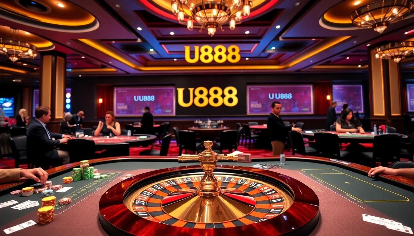 Experience the thrill of U888's high-stakes casino gaming with vibrant roulette action.