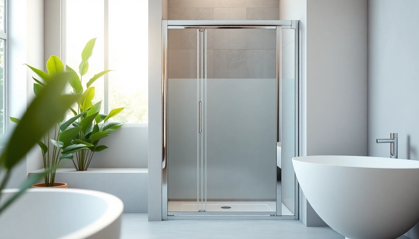 Shower screen door elegantly designed in a modern bathroom environment.
