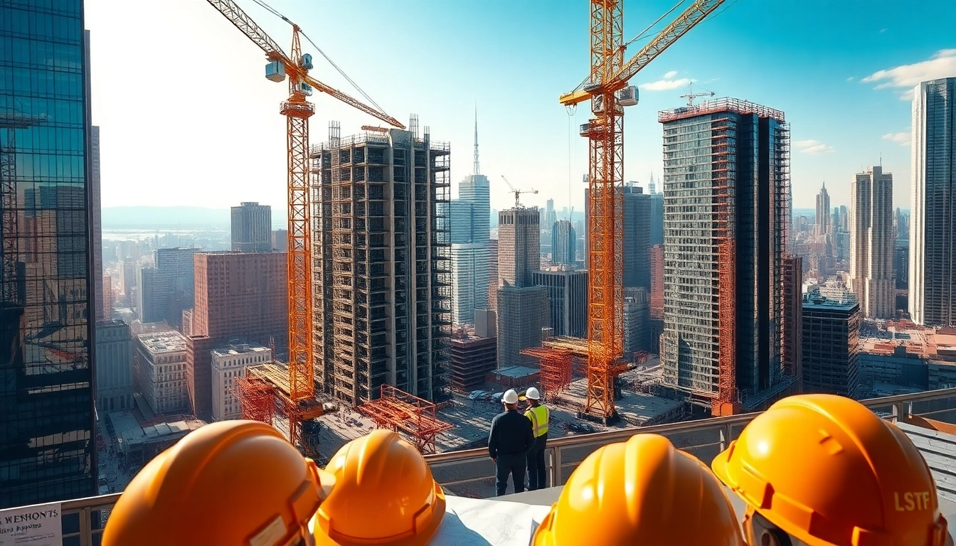 New York City General Contractor overseeing construction on a vibrant high-rise site.