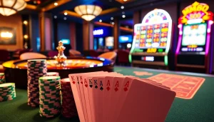 Experience thrilling games at MM88 Casino with poker chips and roulette.
