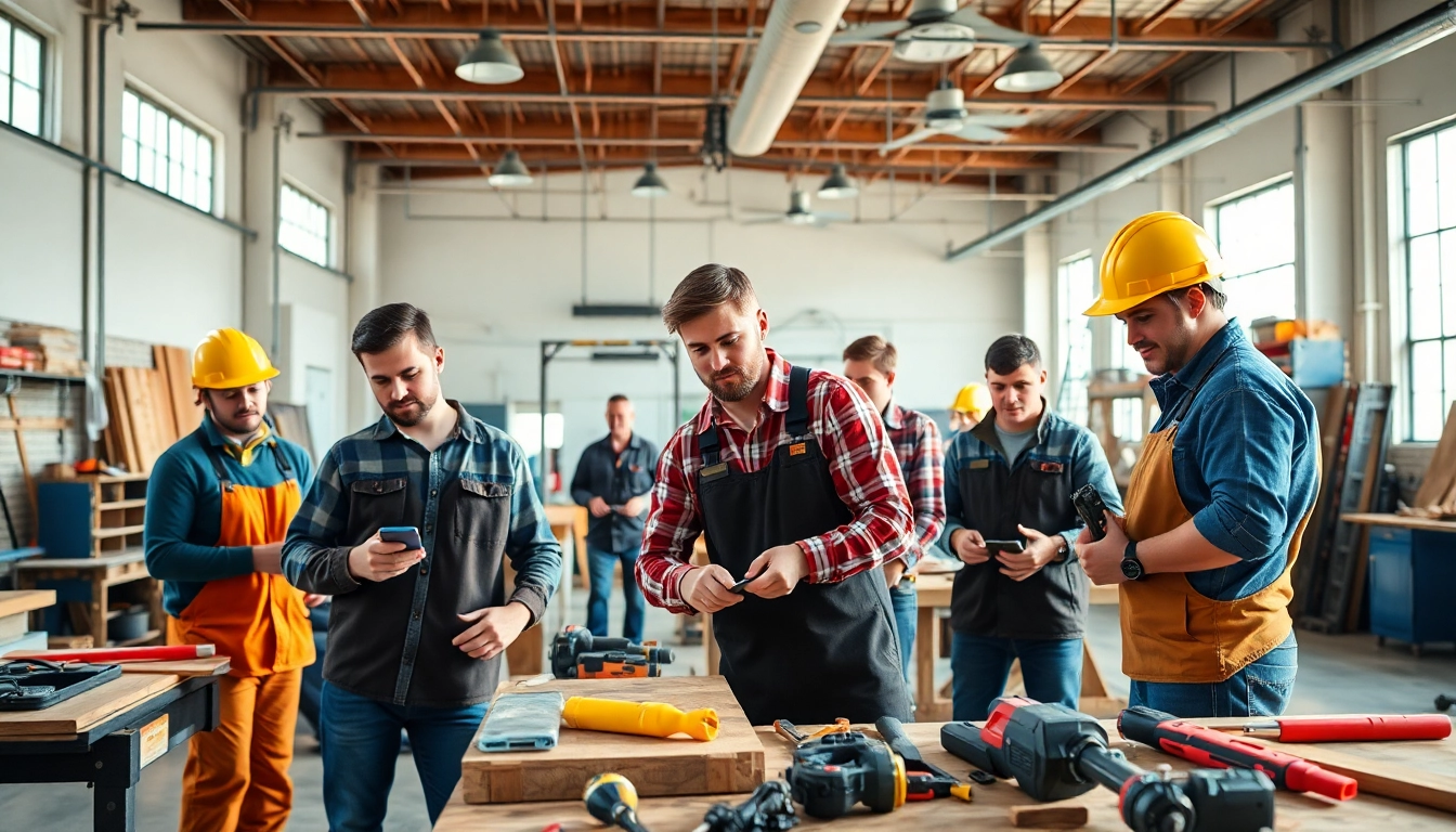 Students learning at construction trade schools in Texas during practical training.