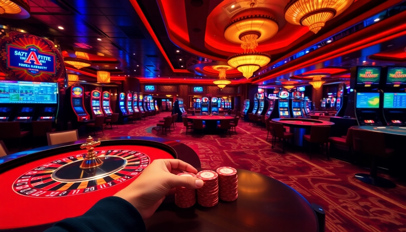Experience the thrill of gaming at mb66.nyc with luxurious casino tables and vibrant atmosphere.