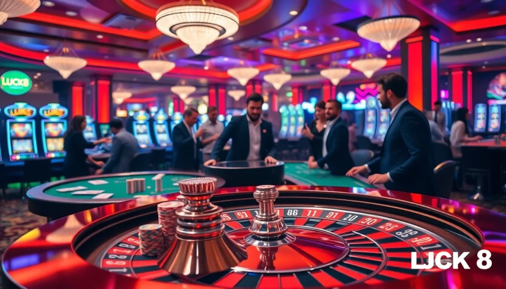 Trải nghiệm lối chơi đầy kịch tính tại LUCK8 và LUCKY8 với hình ảnh casino sống động.