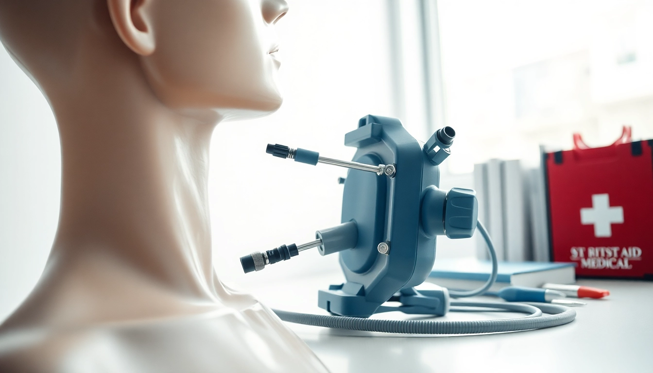 Using a choking device on a mannequin to demonstrate safe application in a medical setting.