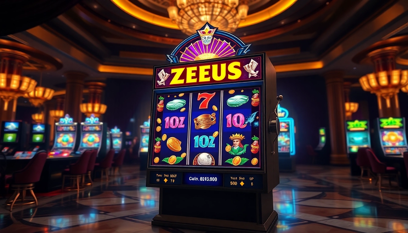 Menangkan jackpot menarik dengan mesin slot Zeus, menampilkan grafik berwarna-warni dan elemen mitologi Yunani.