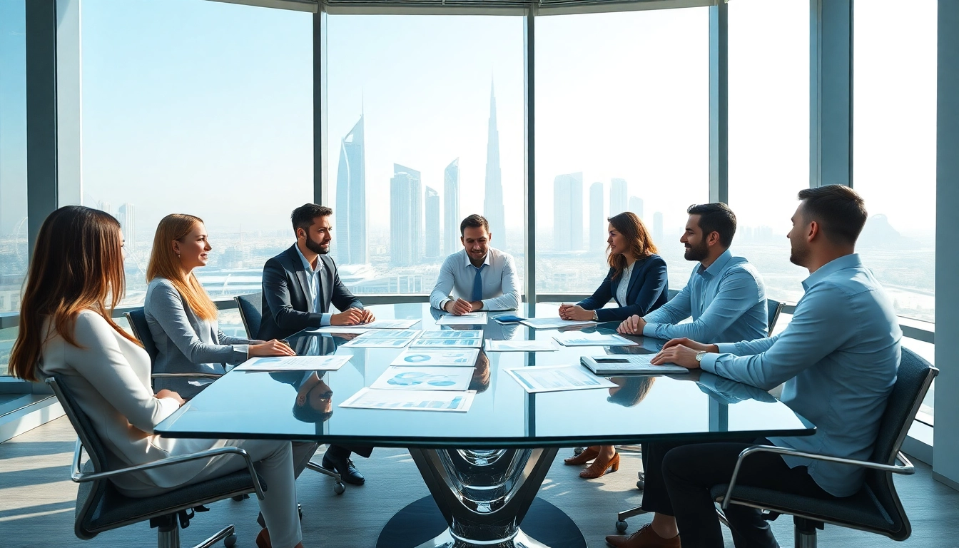 Professional team discussing Audit Services in Dubai within a modern office.
