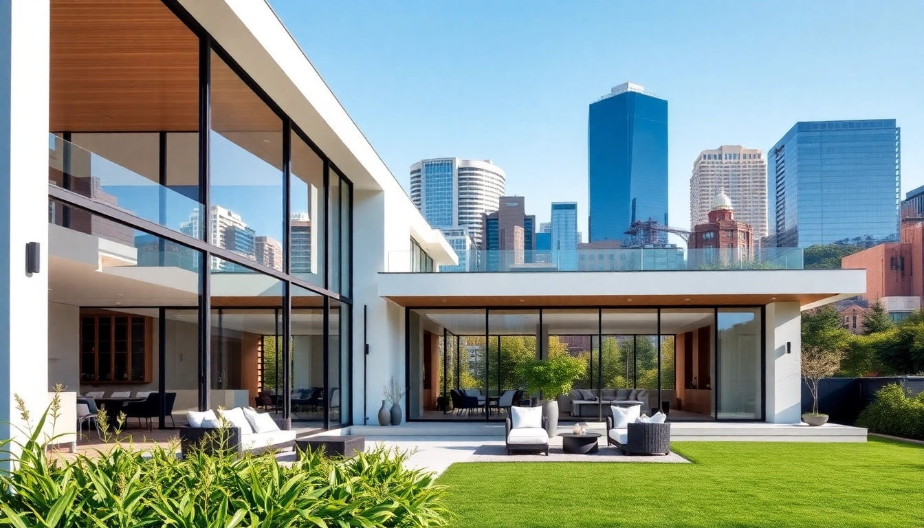 A modern design by a Boston residential architecture firm highlighting sleek lines and urban integration.