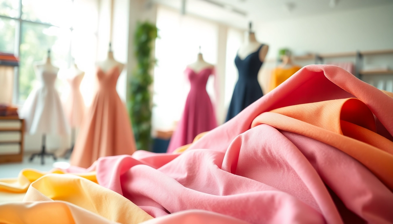 Stof voor jurk kopen in een kleurrijke inrichting met mooie texturen.