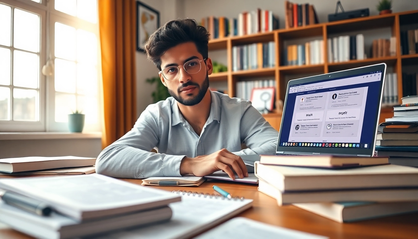 Focused student preparing with certification exam support materials in a cozy study space.