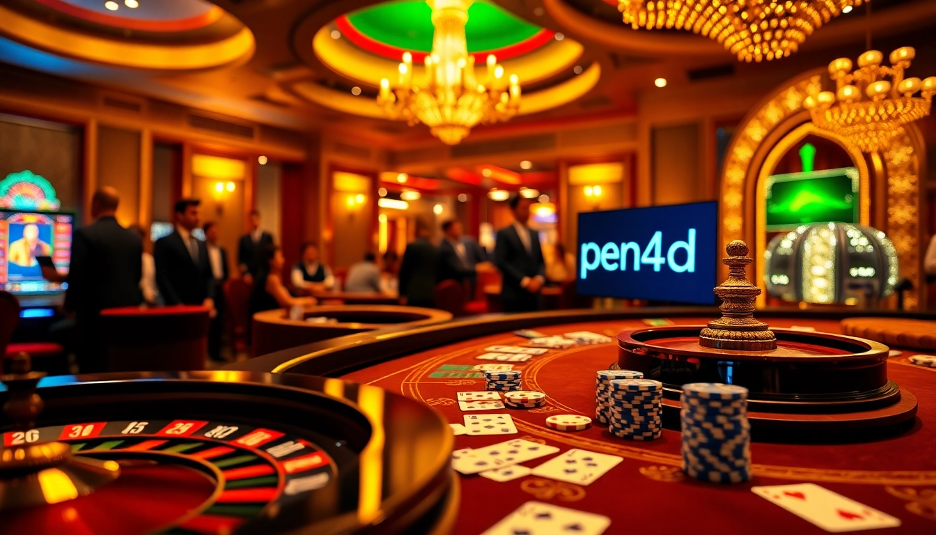 Engaging gameplay action at a slot machine named pen4d, featuring vibrant casino elements and high-stakes atmosphere.