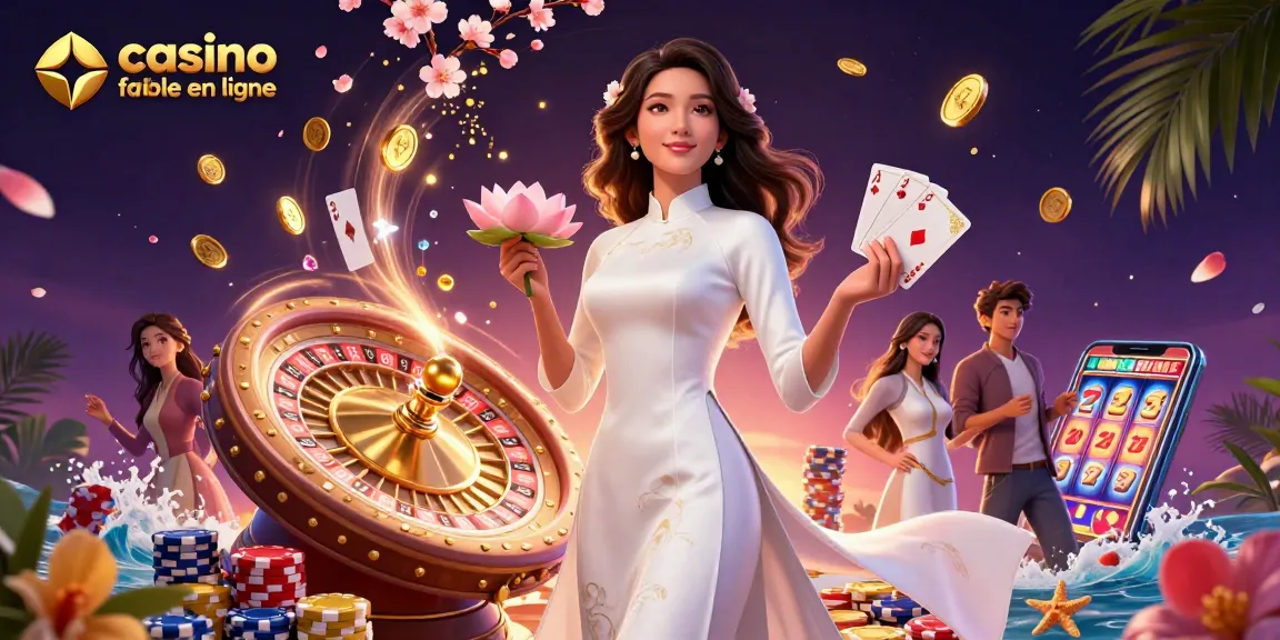 Découvrez l'univers du casino fiable en ligne dans cette illustration 3D vibrante, mettant en avant des éléments de jeu dynamiques et une élégance culturelle.