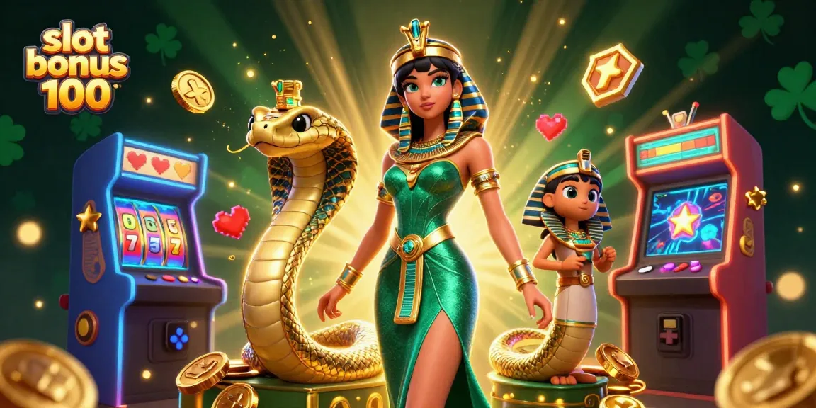 Win big with slot bonus 100 in this vibrant casino-themed illustration.