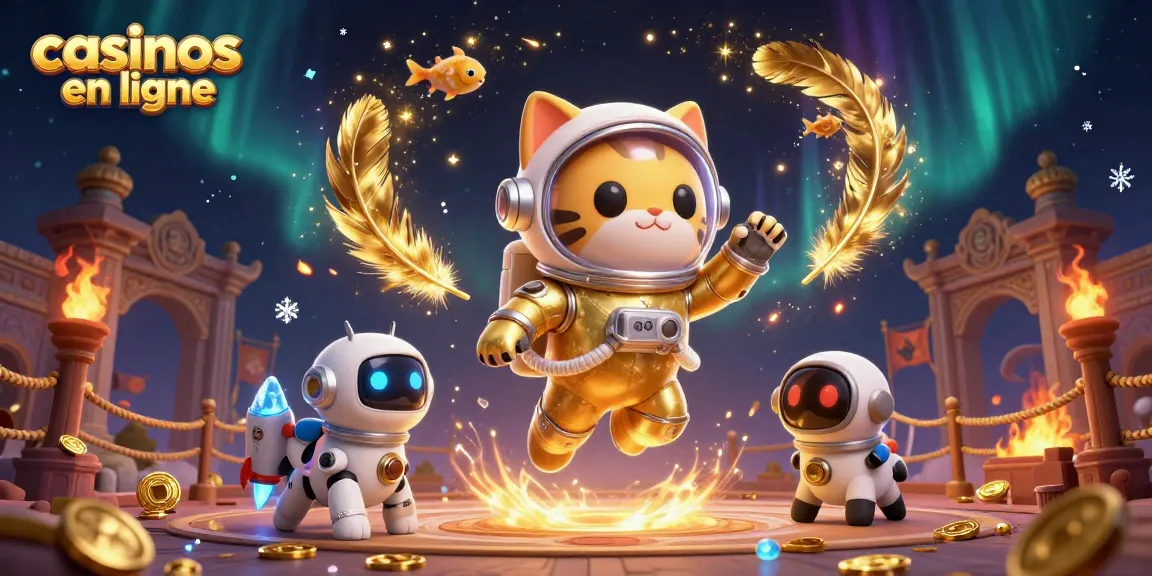 Plongez dans l'univers des casinos en ligne avec une illustration captivante alliant astronautes, jeux et poussière d'étoiles.