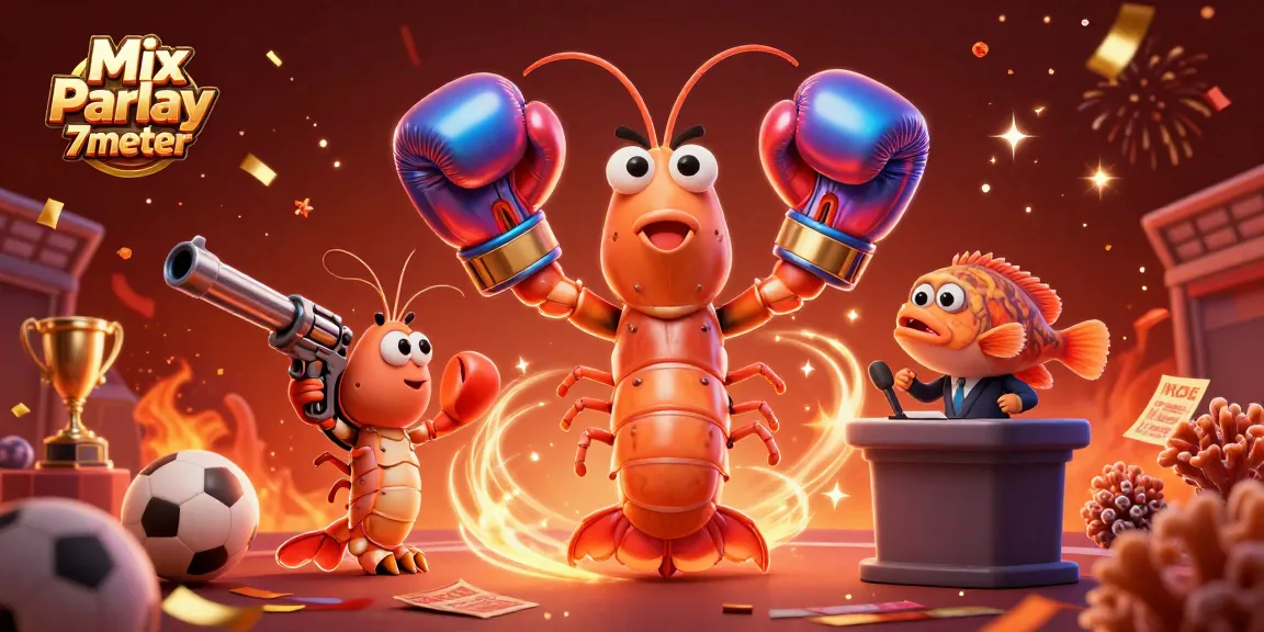 Experience the excitement of Mix Parlay 7meter with vibrant sports elements in a 3D gambling scene.