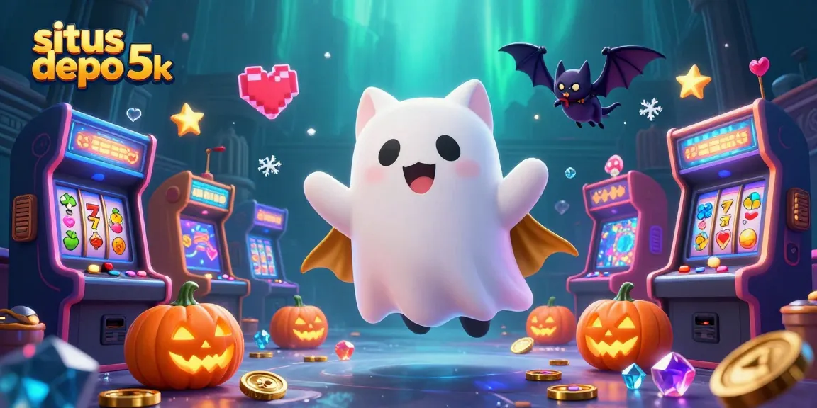 Slot depo 5k menghadirkan kucing hantu dan vampir bermain di kasino, simbol keberuntungan dan keceriaan.