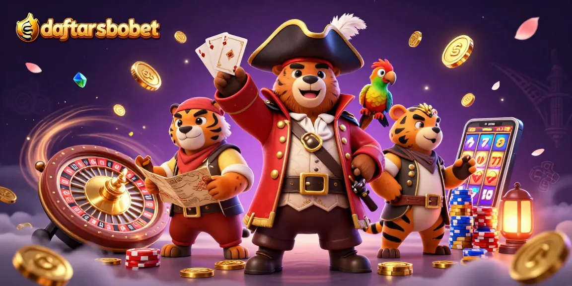 Join the adventure with daftar sbobet as a pirate captain bear, tiger first mate, and treasure map.
