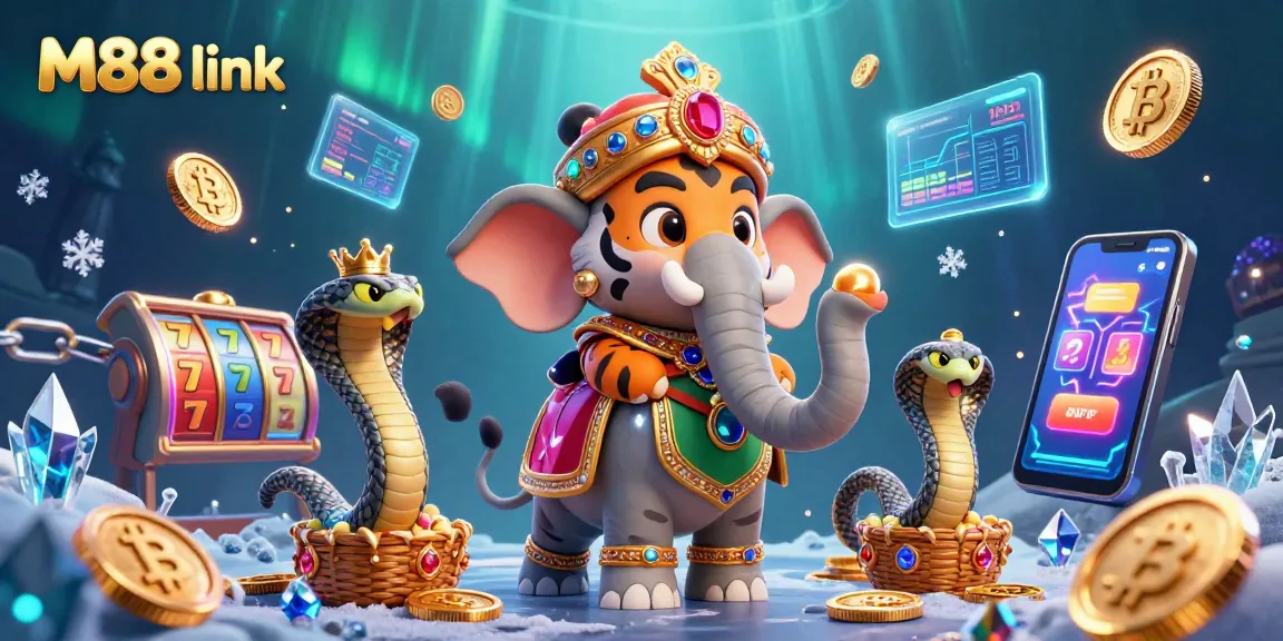 Experience thrilling gameplay with the M88 link as a majestic maharaja tiger rides a jeweled elephant, capturing the excitement of online betting.